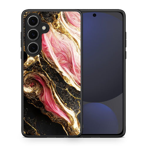 Θήκη Samsung Galaxy S24 FE Glamorous Pink Marble από τη Smartfits με σχέδιο στο πίσω μέρος και μαύρο περίβλημα | Samsung Galaxy S24 FE Glamorous Pink Marble case with colorful back and black bezels