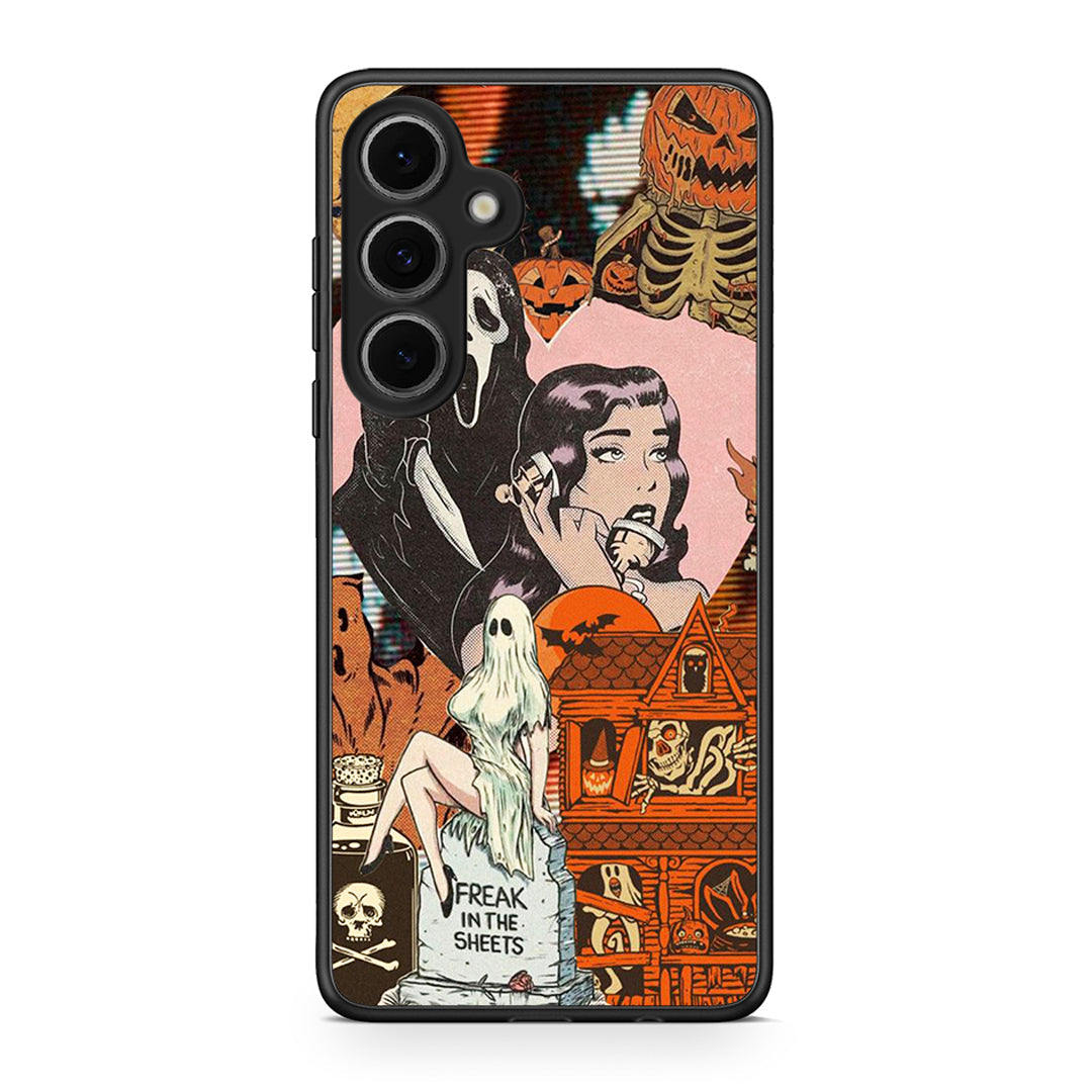 Samsung Galaxy S24 FE Halloween Collage Θήκη από τη Smartfits με σχέδιο στο πίσω μέρος και μαύρο περίβλημα | Smartphone case with colorful back and black bezels by Smartfits