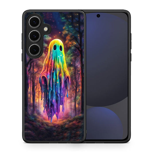 Θήκη Samsung Galaxy S24 FE Halloween Ghost από τη Smartfits με σχέδιο στο πίσω μέρος και μαύρο περίβλημα | Samsung Galaxy S24 FE Halloween Ghost case with colorful back and black bezels