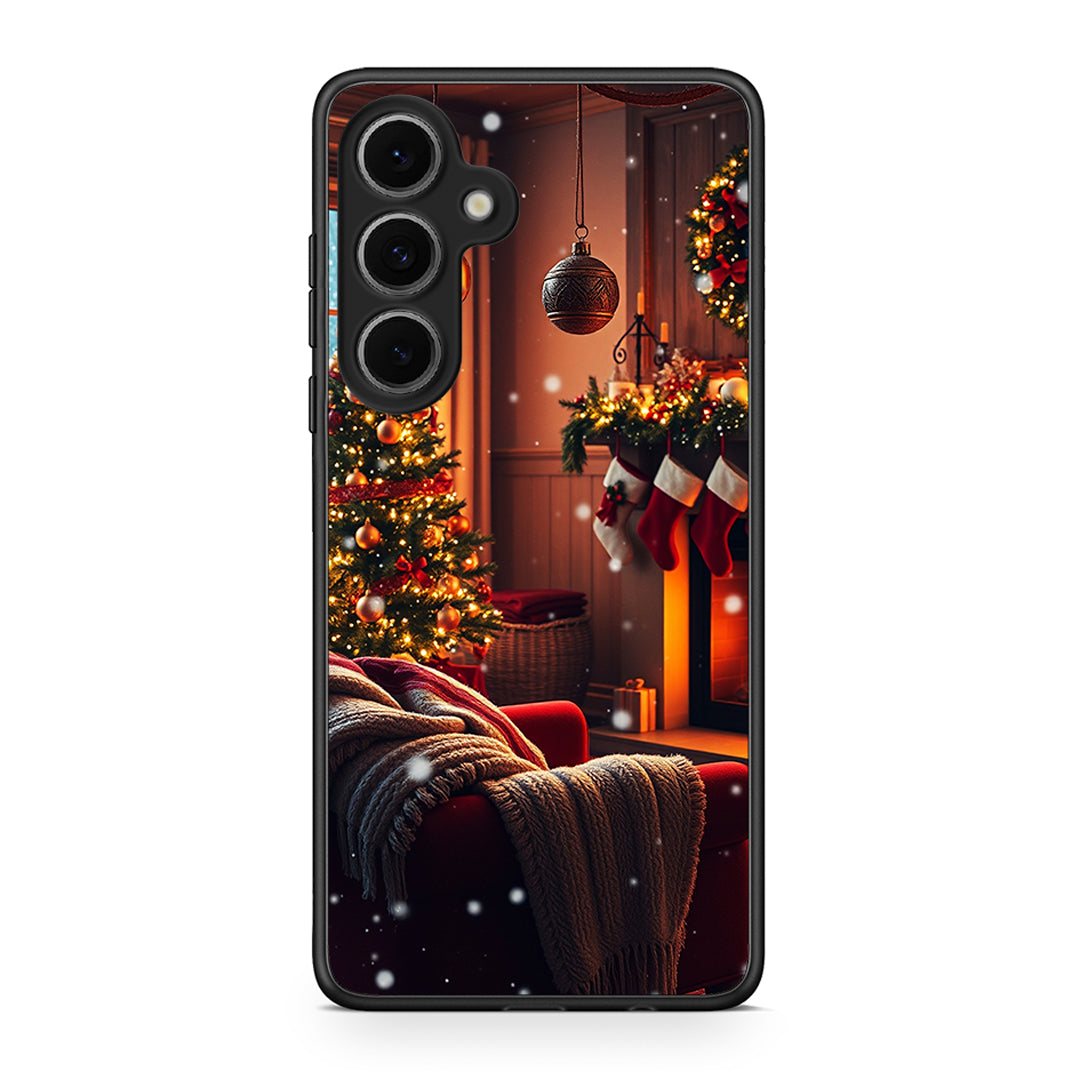 Samsung Galaxy S24 FE Home For Christmas θήκη από τη Smartfits με σχέδιο στο πίσω μέρος και μαύρο περίβλημα | Smartphone case with colorful back and black bezels by Smartfits