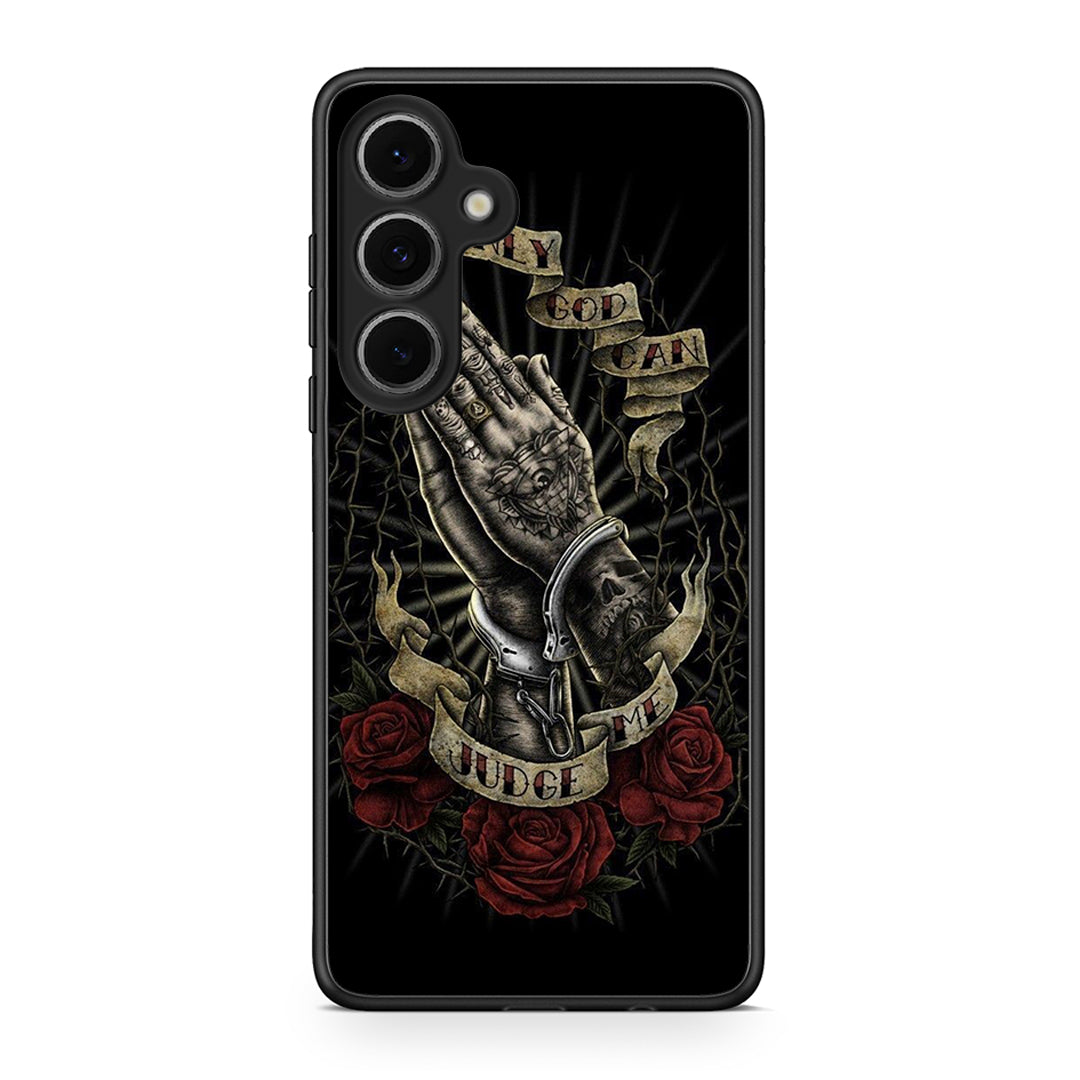 Samsung Galaxy S24 FE Judge By God θήκη από τη Smartfits με σχέδιο στο πίσω μέρος και μαύρο περίβλημα | Smartphone case with colorful back and black bezels by Smartfits