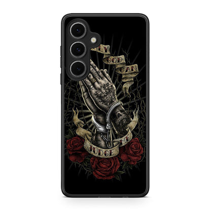 Samsung Galaxy S24 FE Judge By God θήκη από τη Smartfits με σχέδιο στο πίσω μέρος και μαύρο περίβλημα | Smartphone case with colorful back and black bezels by Smartfits