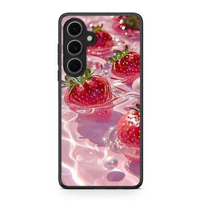 Samsung Galaxy S24 FE Juicy Strawberries θήκη από τη Smartfits με σχέδιο στο πίσω μέρος και μαύρο περίβλημα | Smartphone case with colorful back and black bezels by Smartfits