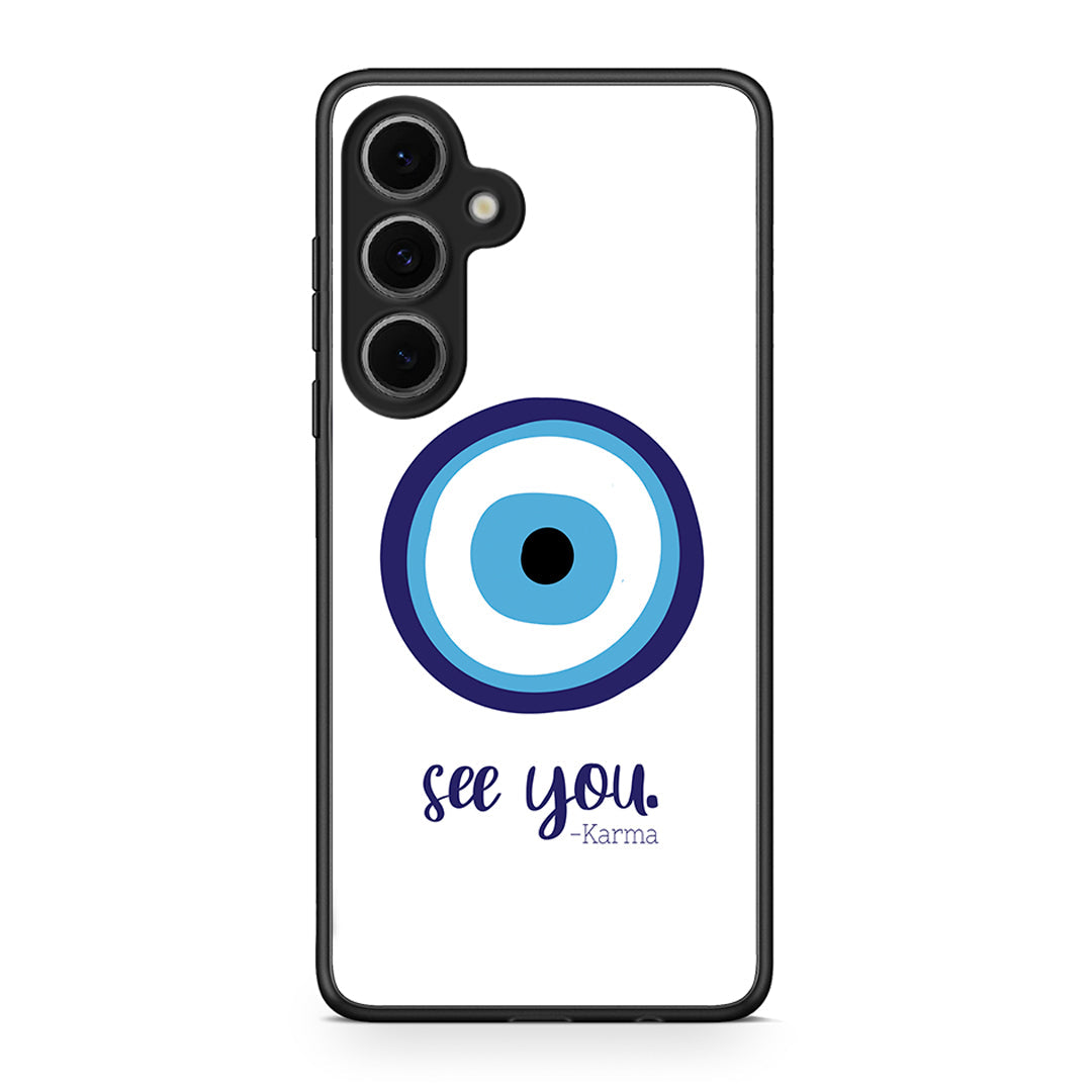 Samsung Galaxy S24 FE Karma Says θήκη από τη Smartfits με σχέδιο στο πίσω μέρος και μαύρο περίβλημα | Smartphone case with colorful back and black bezels by Smartfits