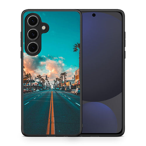 Θήκη Samsung Galaxy S24 FE City Landscape από τη Smartfits με σχέδιο στο πίσω μέρος και μαύρο περίβλημα | Samsung Galaxy S24 FE City Landscape case with colorful back and black bezels