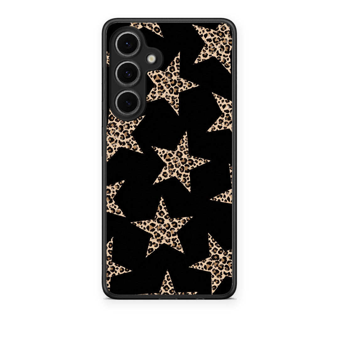 Θήκη Samsung Galaxy S24 FE Leopard Stars on Black από τη Smartfits με σχέδιο στο πίσω μέρος και μαύρο περίβλημα | Samsung Galaxy S24 FE Leopard Stars on Black case with colorful back and black bezels
