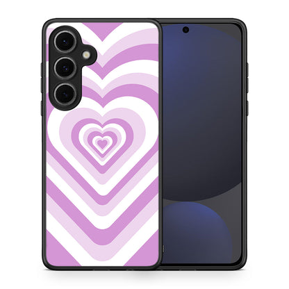 Θήκη Samsung Galaxy S24 FE Lilac Hearts από τη Smartfits με σχέδιο στο πίσω μέρος και μαύρο περίβλημα | Samsung Galaxy S24 FE Lilac Hearts case with colorful back and black bezels