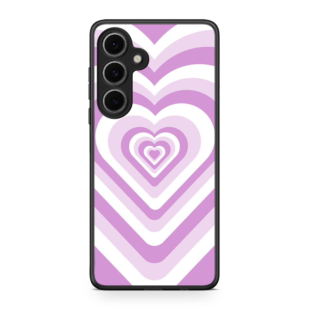 Samsung Galaxy S24 FE Lilac Hearts θήκη από τη Smartfits με σχέδιο στο πίσω μέρος και μαύρο περίβλημα | Smartphone case with colorful back and black bezels by Smartfits