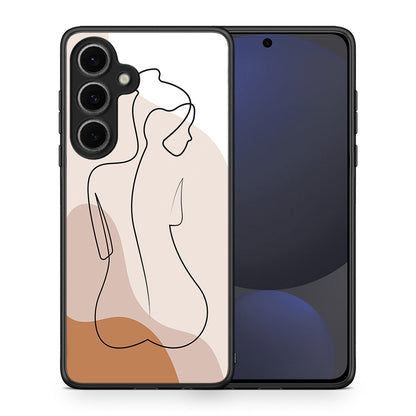 Θήκη Samsung Galaxy S24 FE LineArt Woman από τη Smartfits με σχέδιο στο πίσω μέρος και μαύρο περίβλημα | Samsung Galaxy S24 FE LineArt Woman case with colorful back and black bezels