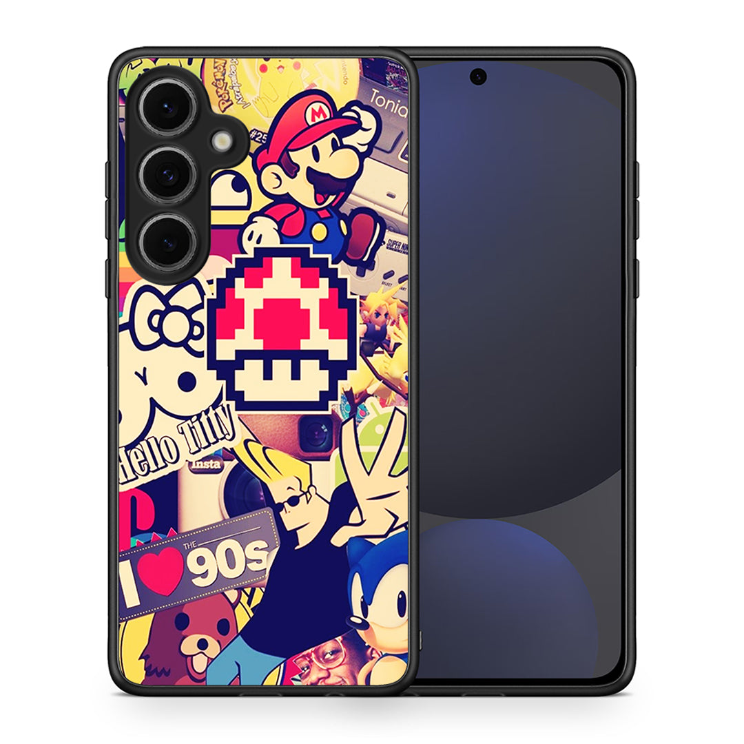 Θήκη Samsung Galaxy S24 FE Love The 90s από τη Smartfits με σχέδιο στο πίσω μέρος και μαύρο περίβλημα | Samsung Galaxy S24 FE Love The 90s case with colorful back and black bezels