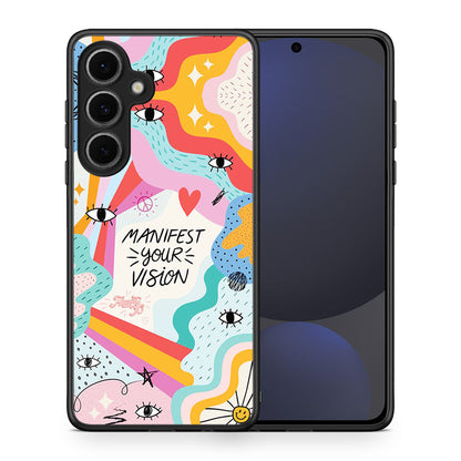 Θήκη Samsung Galaxy S24 FE Manifest Your Vision από τη Smartfits με σχέδιο στο πίσω μέρος και μαύρο περίβλημα | Samsung Galaxy S24 FE Manifest Your Vision case with colorful back and black bezels