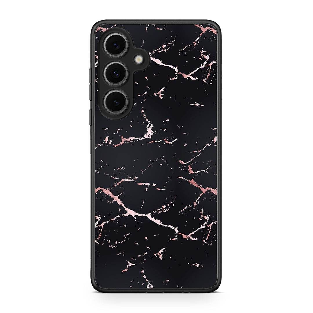 4 - Samsung Galaxy S24 FE Black Rosegold Marble case, cover, bumper