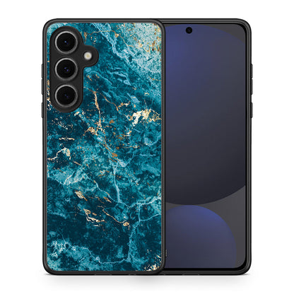 Θήκη Samsung Galaxy S24 FE Marble Blue από τη Smartfits με σχέδιο στο πίσω μέρος και μαύρο περίβλημα | Samsung Galaxy S24 FE Marble Blue case with colorful back and black bezels