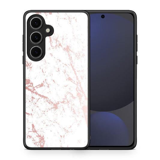 Θήκη Samsung Galaxy S24 FE Pink Splash Marble από τη Smartfits με σχέδιο στο πίσω μέρος και μαύρο περίβλημα | Samsung Galaxy S24 FE Pink Splash Marble case with colorful back and black bezels