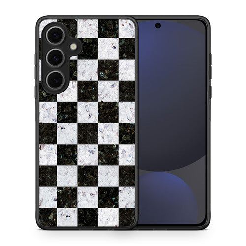 Θήκη Samsung Galaxy S24 FE Square Geometric Marble από τη Smartfits με σχέδιο στο πίσω μέρος και μαύρο περίβλημα | Samsung Galaxy S24 FE Square Geometric Marble case with colorful back and black bezels