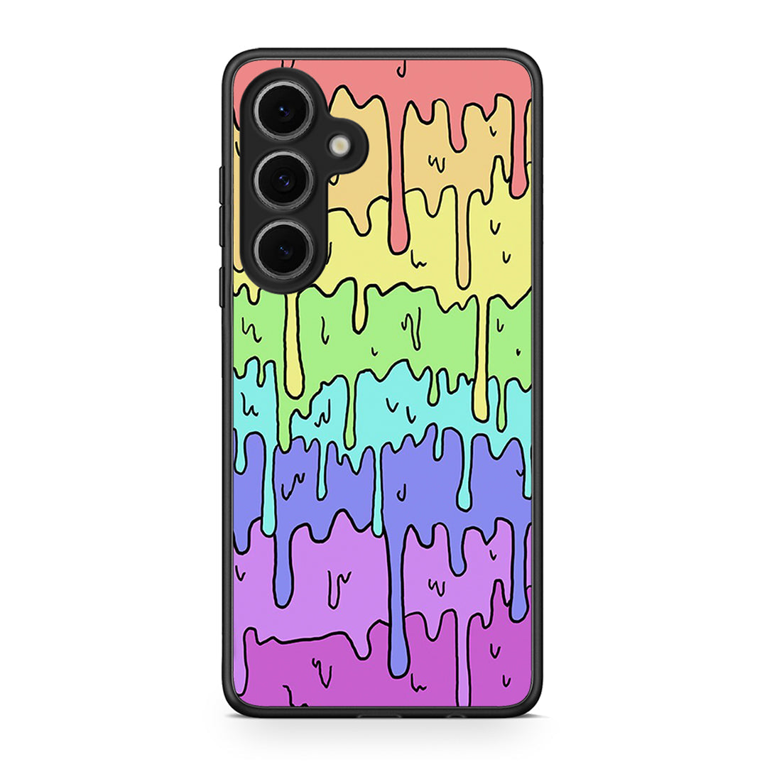 Samsung Galaxy S24 FE Melting Rainbow θήκη από τη Smartfits με σχέδιο στο πίσω μέρος και μαύρο περίβλημα | Smartphone case with colorful back and black bezels by Smartfits