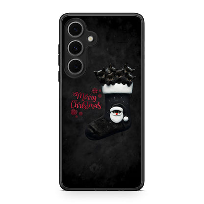 Samsung Galaxy S24 FE Merry Cat Christmas θήκη από τη Smartfits με σχέδιο στο πίσω μέρος και μαύρο περίβλημα | Smartphone case with colorful back and black bezels by Smartfits