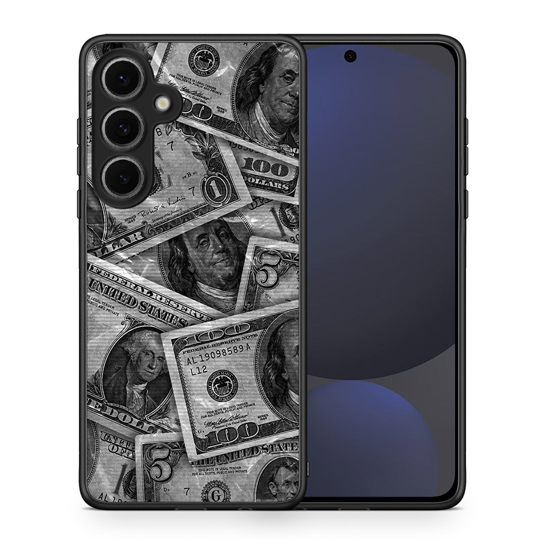 Θήκη Samsung Galaxy S24 FE Money Dollars από τη Smartfits με σχέδιο στο πίσω μέρος και μαύρο περίβλημα | Samsung Galaxy S24 FE Money Dollars case with colorful back and black bezels