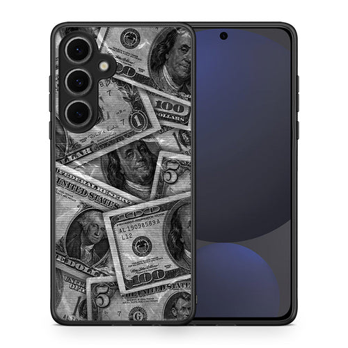 Θήκη Samsung Galaxy S24 FE Money Dollars από τη Smartfits με σχέδιο στο πίσω μέρος και μαύρο περίβλημα | Samsung Galaxy S24 FE Money Dollars case with colorful back and black bezels
