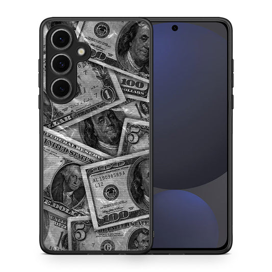 Θήκη Samsung Galaxy S24 FE Money Dollars από τη Smartfits με σχέδιο στο πίσω μέρος και μαύρο περίβλημα | Samsung Galaxy S24 FE Money Dollars case with colorful back and black bezels