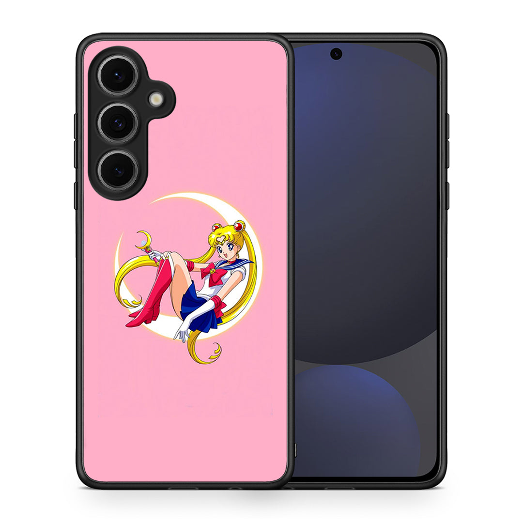 Θήκη Samsung Galaxy S24 FE Moon Girl από τη Smartfits με σχέδιο στο πίσω μέρος και μαύρο περίβλημα | Samsung Galaxy S24 FE Moon Girl case with colorful back and black bezels