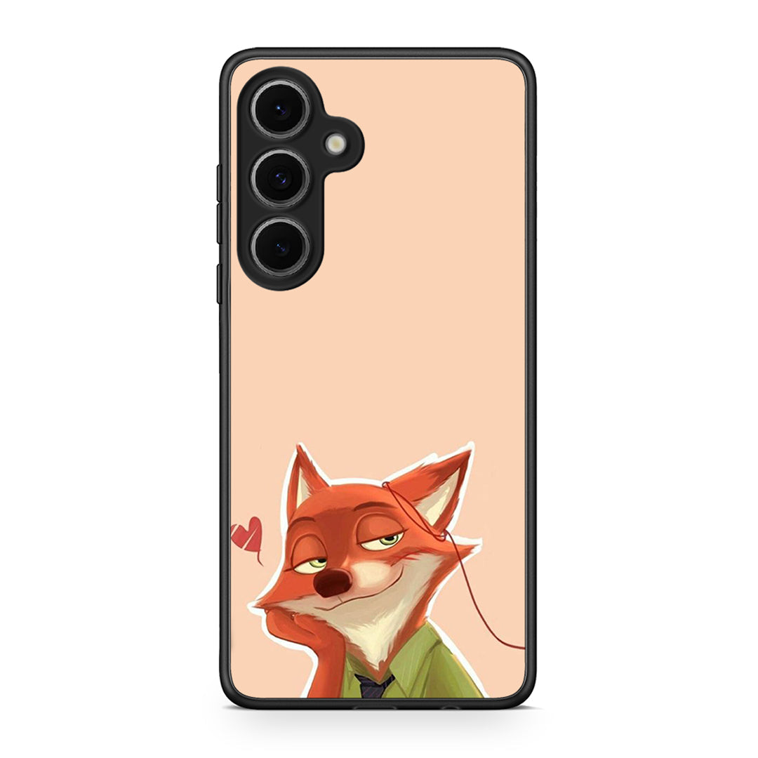 Samsung Galaxy S24 FE Nick Wilde And Judy Hopps Love 1 θήκη από τη Smartfits με σχέδιο στο πίσω μέρος και μαύρο περίβλημα | Smartphone case with colorful back and black bezels by Smartfits