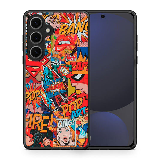 Θήκη Samsung Galaxy S24 FE PopArt OMG από τη Smartfits με σχέδιο στο πίσω μέρος και μαύρο περίβλημα | Samsung Galaxy S24 FE PopArt OMG case with colorful back and black bezels