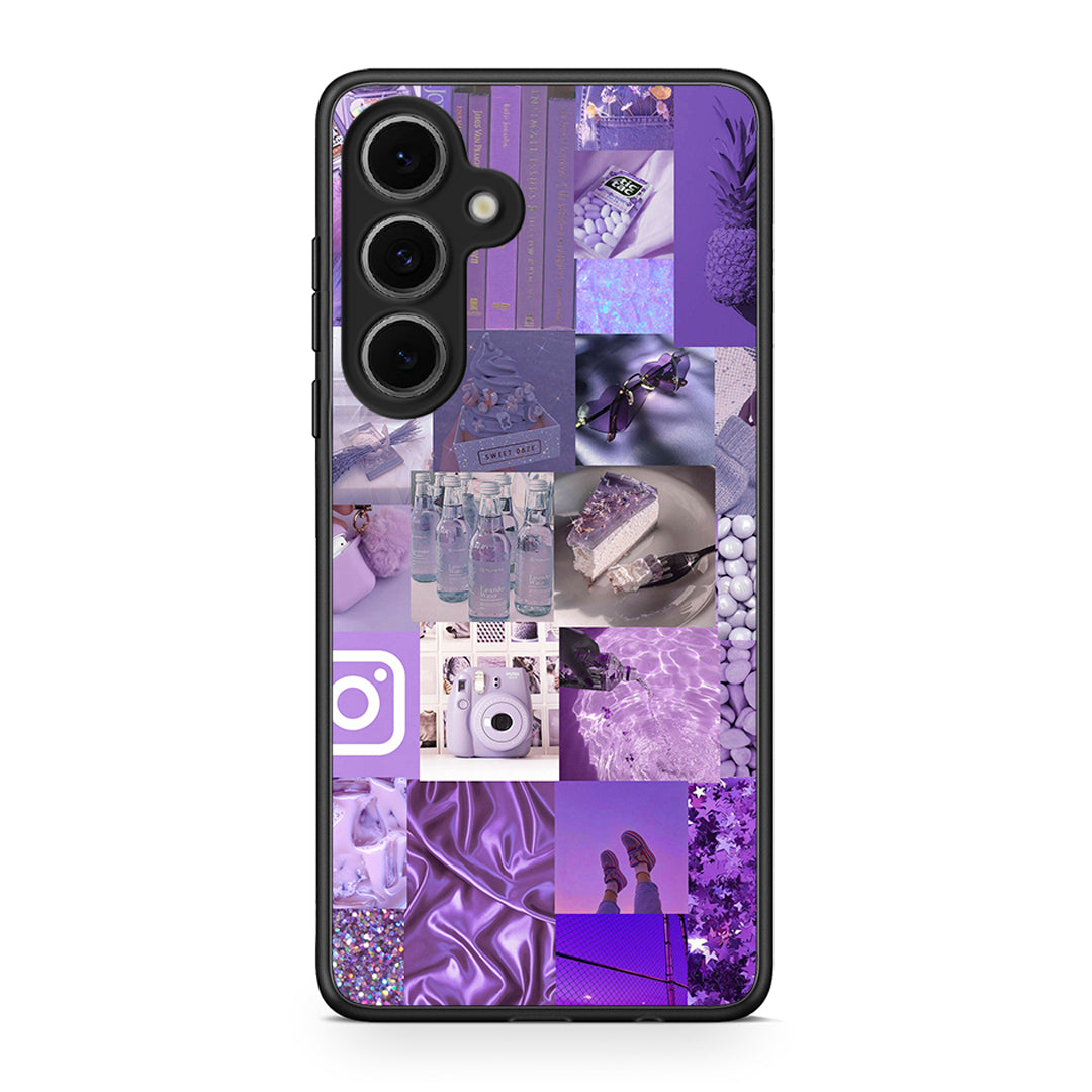 Samsung Galaxy S24 FE Purple Aesthetic Collage θήκη από τη Smartfits με σχέδιο στο πίσω μέρος και μαύρο περίβλημα | Smartphone case with colorful back and black bezels by Smartfits