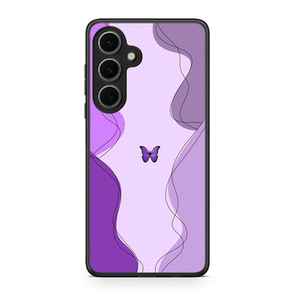 Samsung Galaxy S24 FE Purple Mariposa Θήκη Αγίου Βαλεντίνου από τη Smartfits με σχέδιο στο πίσω μέρος και μαύρο περίβλημα | Smartphone case with colorful back and black bezels by Smartfits