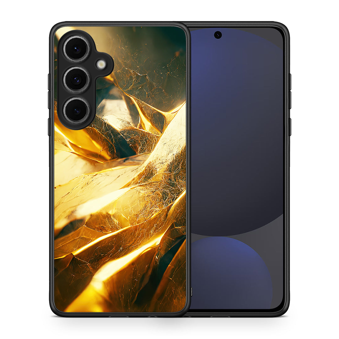 Θήκη Samsung Galaxy S24 FE Real Gold από τη Smartfits με σχέδιο στο πίσω μέρος και μαύρο περίβλημα | Samsung Galaxy S24 FE Real Gold case with colorful back and black bezels