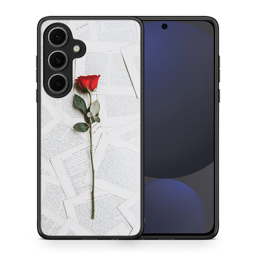 Θήκη Samsung Galaxy S24 FE Red Rose από τη Smartfits με σχέδιο στο πίσω μέρος και μαύρο περίβλημα | Samsung Galaxy S24 FE Red Rose case with colorful back and black bezels