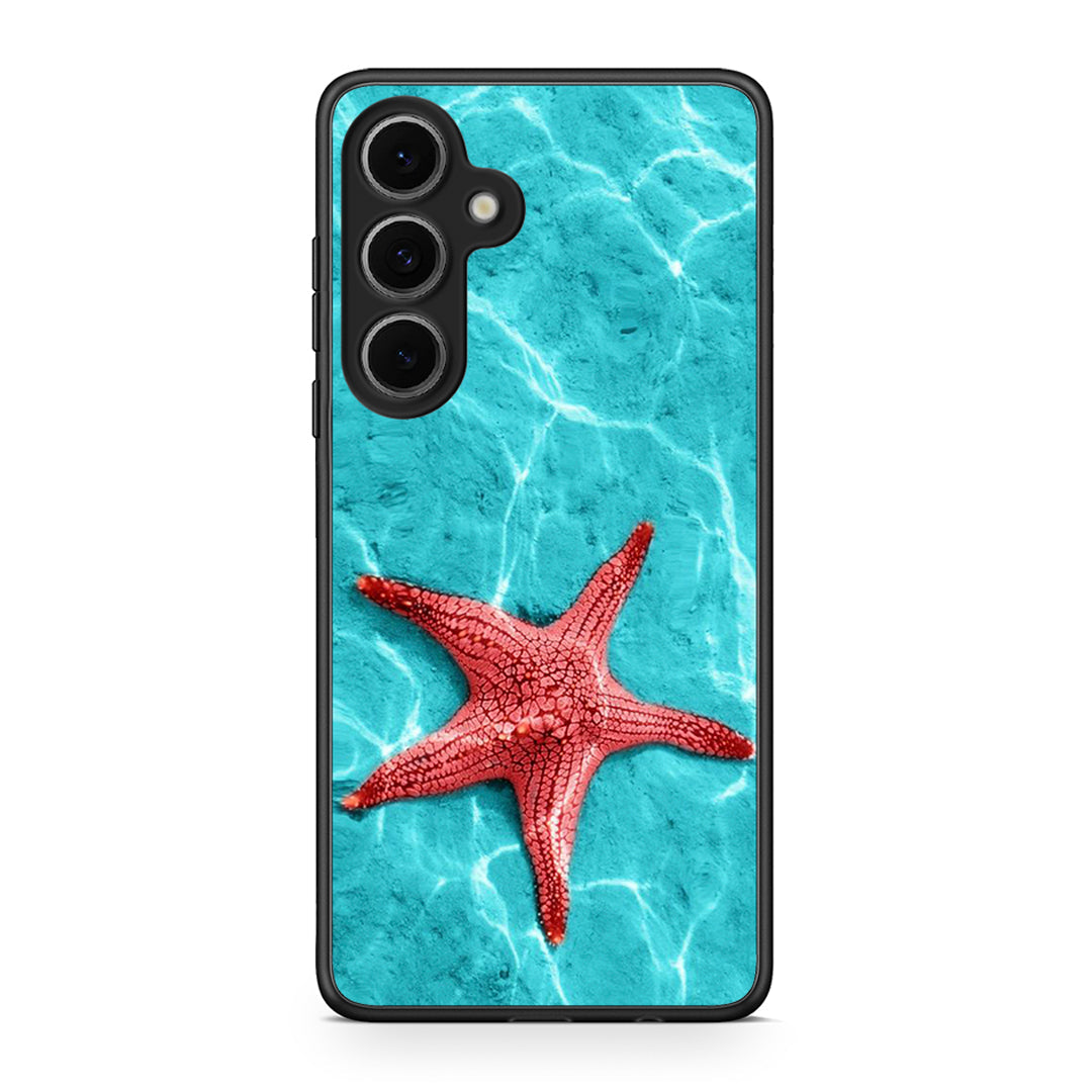 Samsung Galaxy S24 FE Red Starfish Θήκη από τη Smartfits με σχέδιο στο πίσω μέρος και μαύρο περίβλημα | Smartphone case with colorful back and black bezels by Smartfits