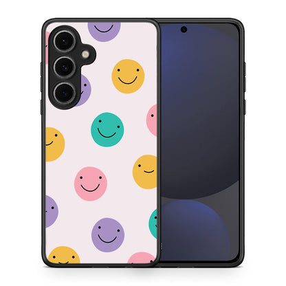 Θήκη Samsung Galaxy S24 FE Smiley Faces από τη Smartfits με σχέδιο στο πίσω μέρος και μαύρο περίβλημα | Samsung Galaxy S24 FE Smiley Faces case with colorful back and black bezels
