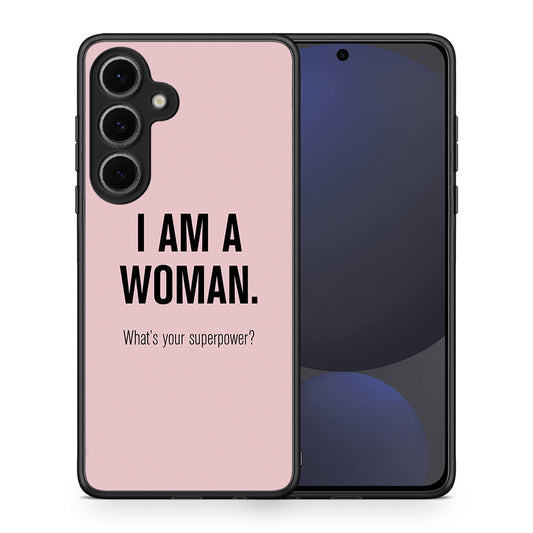 Θήκη Samsung Galaxy S24 FE Superpower Woman από τη Smartfits με σχέδιο στο πίσω μέρος και μαύρο περίβλημα | Samsung Galaxy S24 FE Superpower Woman case with colorful back and black bezels