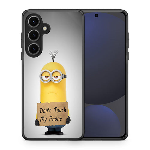 Θήκη Samsung Galaxy S24 FE Minion Text από τη Smartfits με σχέδιο στο πίσω μέρος και μαύρο περίβλημα | Samsung Galaxy S24 FE Minion Text case with colorful back and black bezels