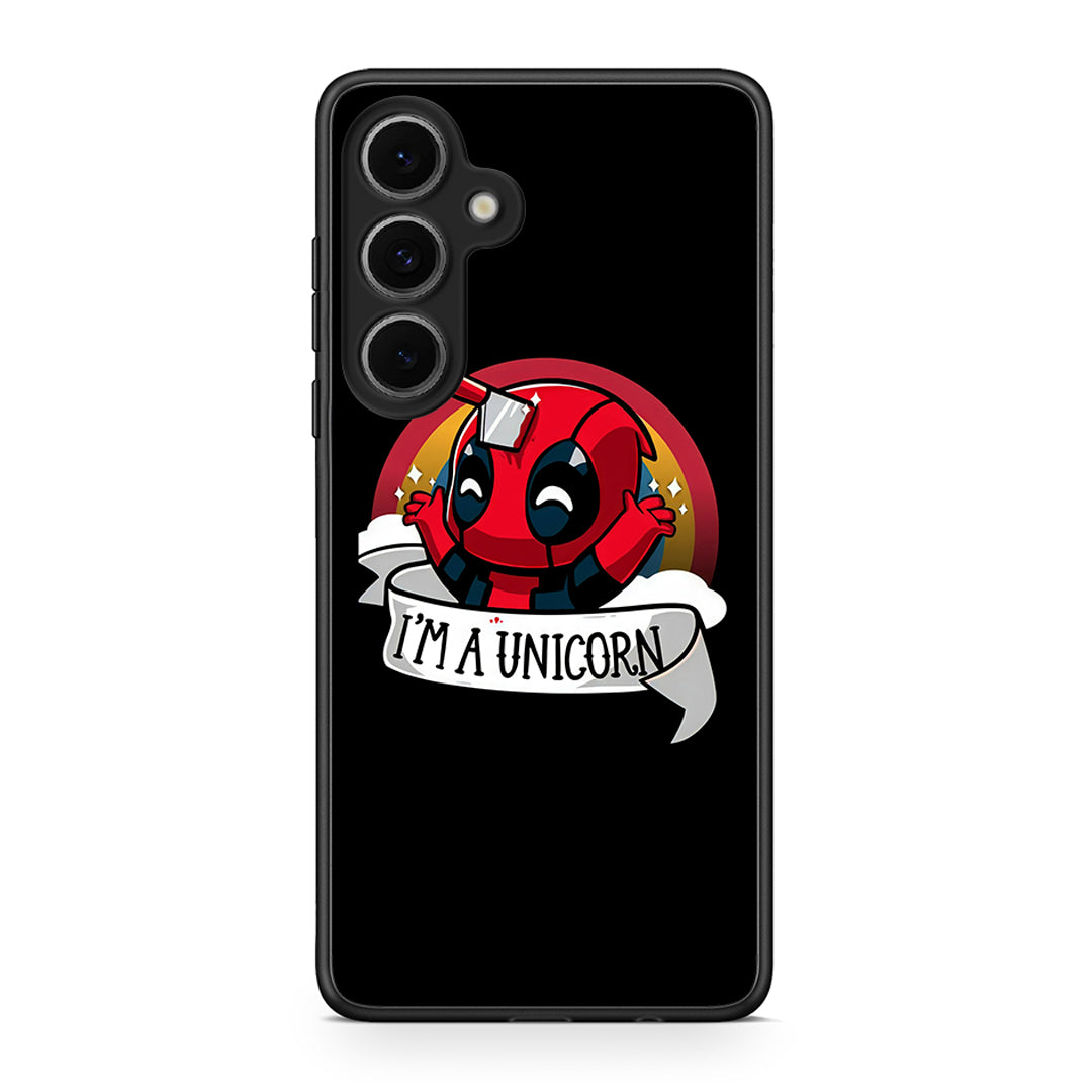 Samsung Galaxy S24 FE Unicorn Deadpool θήκη από τη Smartfits με σχέδιο στο πίσω μέρος και μαύρο περίβλημα | Smartphone case with colorful back and black bezels by Smartfits