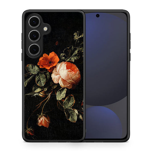 Θήκη Samsung Galaxy S24 FE Vintage Roses από τη Smartfits με σχέδιο στο πίσω μέρος και μαύρο περίβλημα | Samsung Galaxy S24 FE Vintage Roses case with colorful back and black bezels