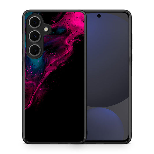 Θήκη Samsung Galaxy S24 FE Pink Black Watercolor από τη Smartfits με σχέδιο στο πίσω μέρος και μαύρο περίβλημα | Samsung Galaxy S24 FE Pink Black Watercolor case with colorful back and black bezels