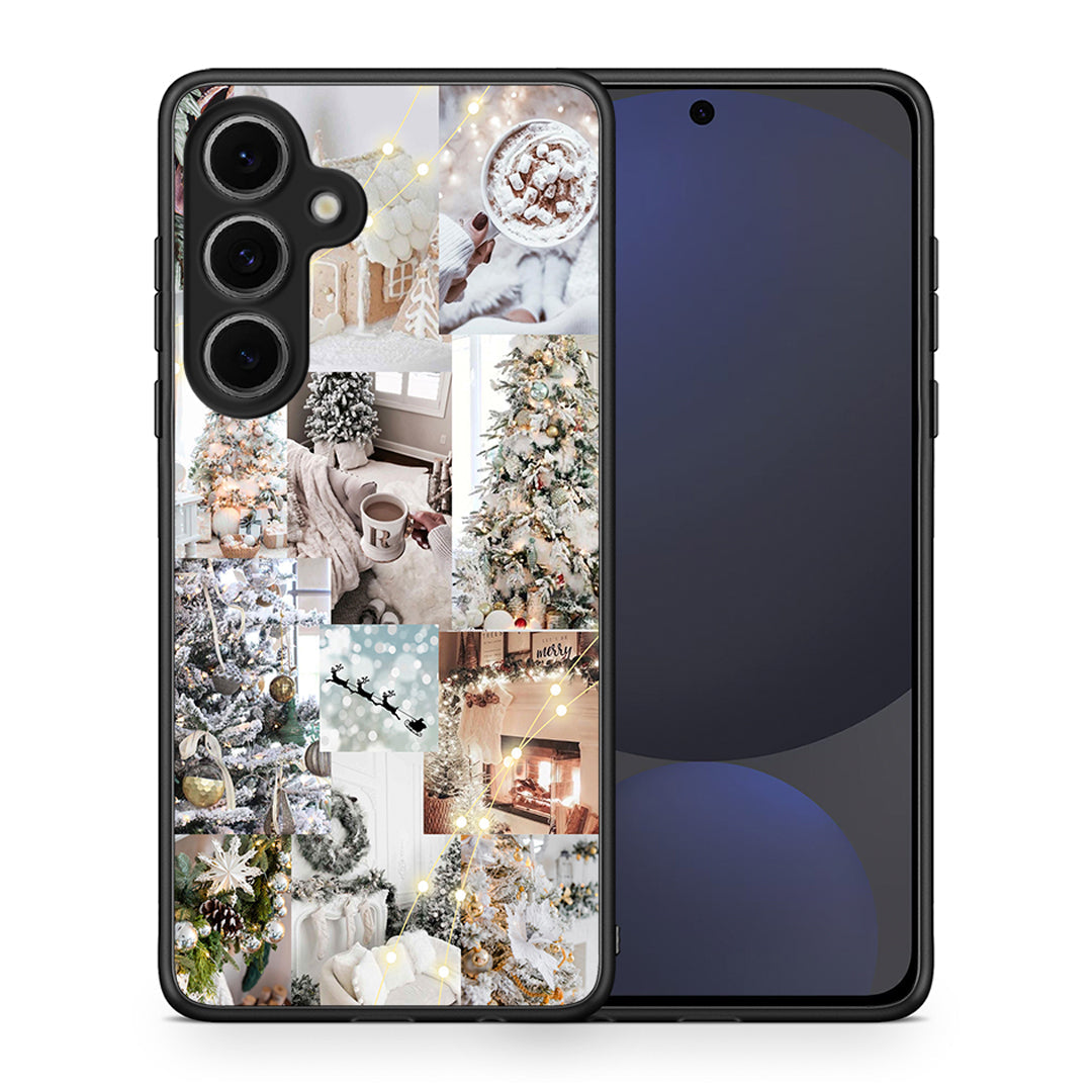 Θήκη Samsung Galaxy S24 FE White Christmas από τη Smartfits με σχέδιο στο πίσω μέρος και μαύρο περίβλημα | Samsung Galaxy S24 FE White Christmas case with colorful back and black bezels