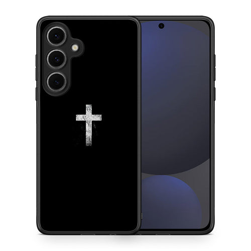 Θήκη Samsung Galaxy S24 FE White Cross από τη Smartfits με σχέδιο στο πίσω μέρος και μαύρο περίβλημα | Samsung Galaxy S24 FE White Cross case with colorful back and black bezels