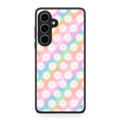 Samsung Galaxy S24 FE White Daisies θήκη από τη Smartfits με σχέδιο στο πίσω μέρος και μαύρο περίβλημα | Smartphone case with colorful back and black bezels by Smartfits