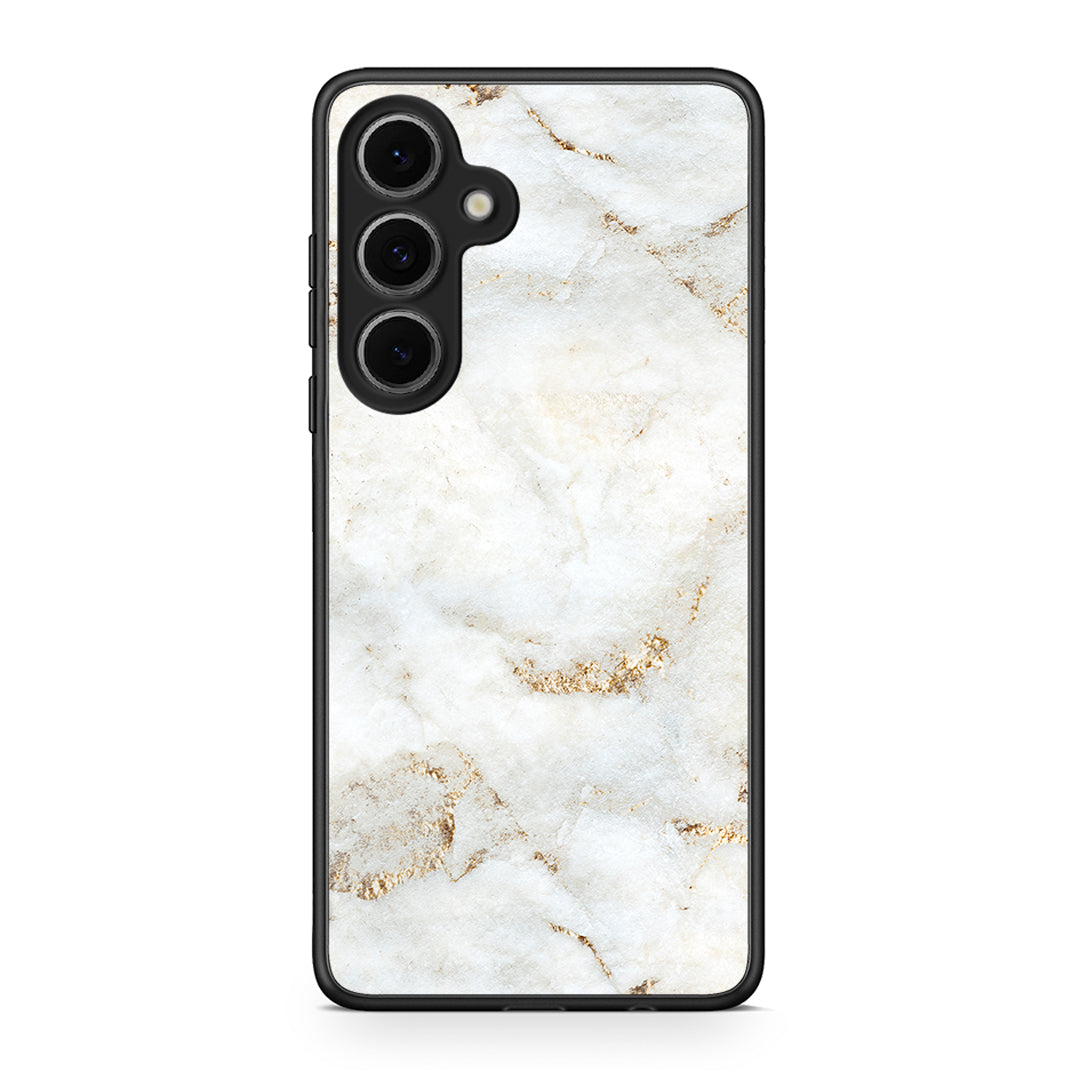 Samsung Galaxy S24 FE White Gold Marble θήκη από τη Smartfits με σχέδιο στο πίσω μέρος και μαύρο περίβλημα | Smartphone case with colorful back and black bezels by Smartfits