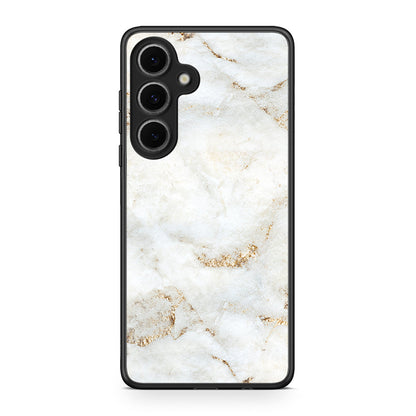 Samsung Galaxy S24 FE White Gold Marble θήκη από τη Smartfits με σχέδιο στο πίσω μέρος και μαύρο περίβλημα | Smartphone case with colorful back and black bezels by Smartfits