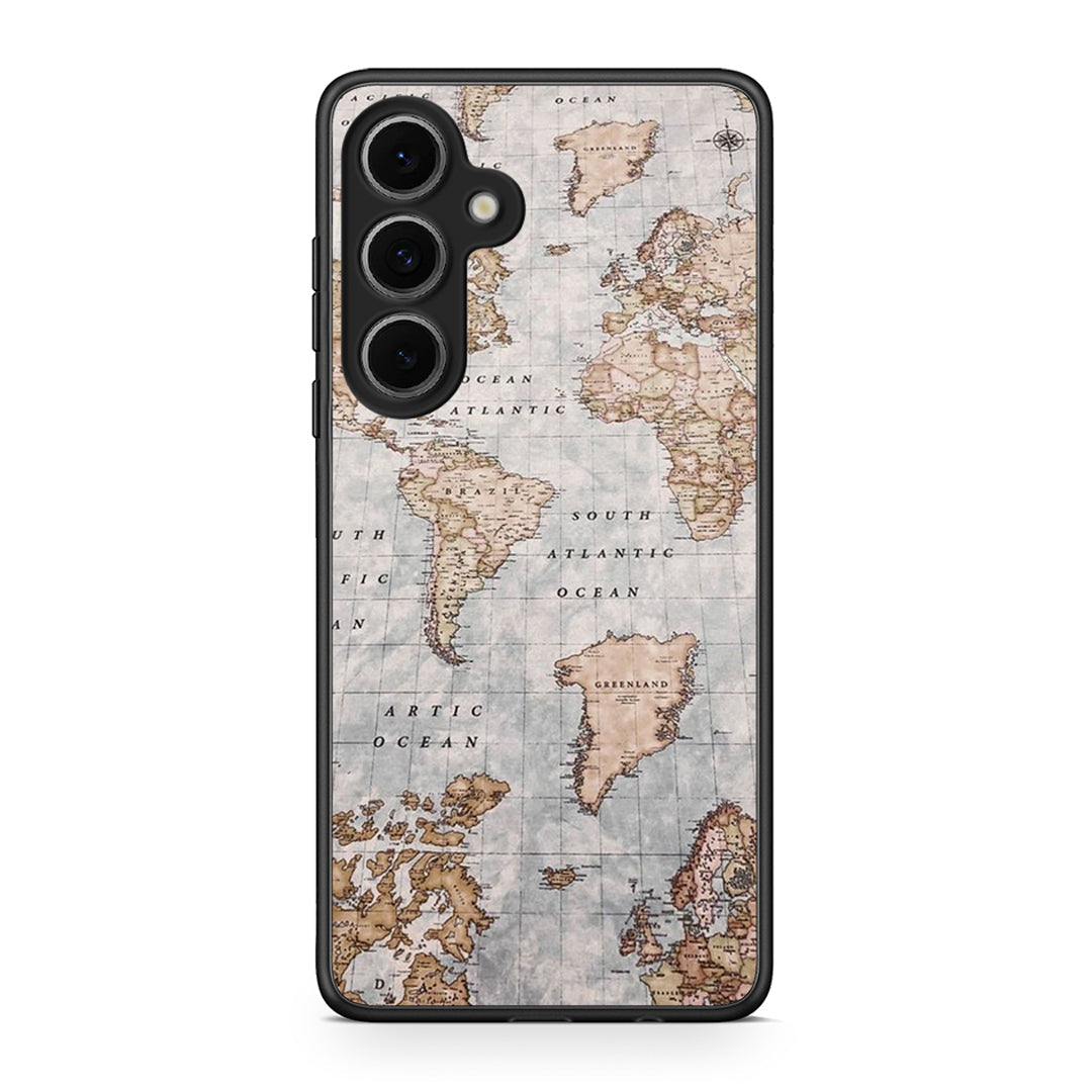 Samsung Galaxy S24 FE World Map Θήκη από τη Smartfits με σχέδιο στο πίσω μέρος και μαύρο περίβλημα | Smartphone case with colorful back and black bezels by Smartfits
