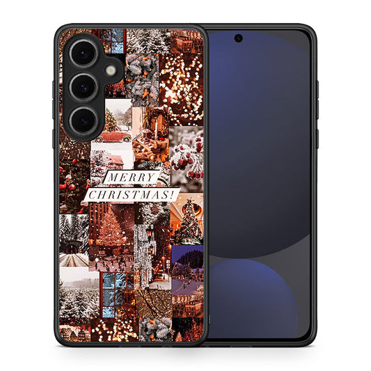 Θήκη Samsung Galaxy S24 FE Xmas Collage από τη Smartfits με σχέδιο στο πίσω μέρος και μαύρο περίβλημα | Samsung Galaxy S24 FE Xmas Collage case with colorful back and black bezels