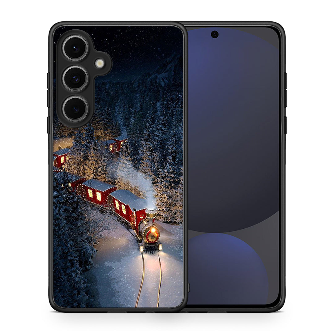 Θήκη Samsung Galaxy S24 FE Xmas Train από τη Smartfits με σχέδιο στο πίσω μέρος και μαύρο περίβλημα | Samsung Galaxy S24 FE Xmas Train case with colorful back and black bezels