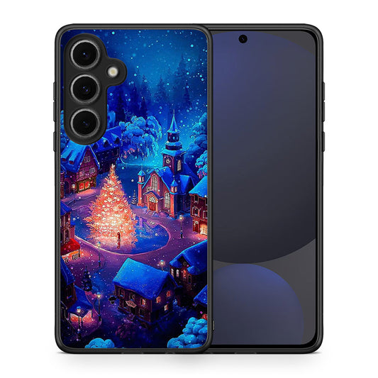 Θήκη Samsung Galaxy S24 FE Xmas Village από τη Smartfits με σχέδιο στο πίσω μέρος και μαύρο περίβλημα | Samsung Galaxy S24 FE Xmas Village case with colorful back and black bezels