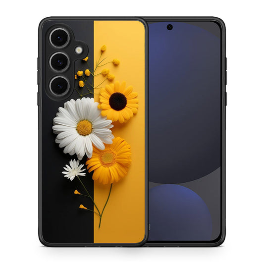 Θήκη Samsung Galaxy S24 FE Yellow Daisies από τη Smartfits με σχέδιο στο πίσω μέρος και μαύρο περίβλημα | Samsung Galaxy S24 FE Yellow Daisies case with colorful back and black bezels