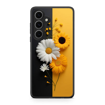 Samsung Galaxy S24 FE Yellow Daisies θήκη από τη Smartfits με σχέδιο στο πίσω μέρος και μαύρο περίβλημα | Smartphone case with colorful back and black bezels by Smartfits