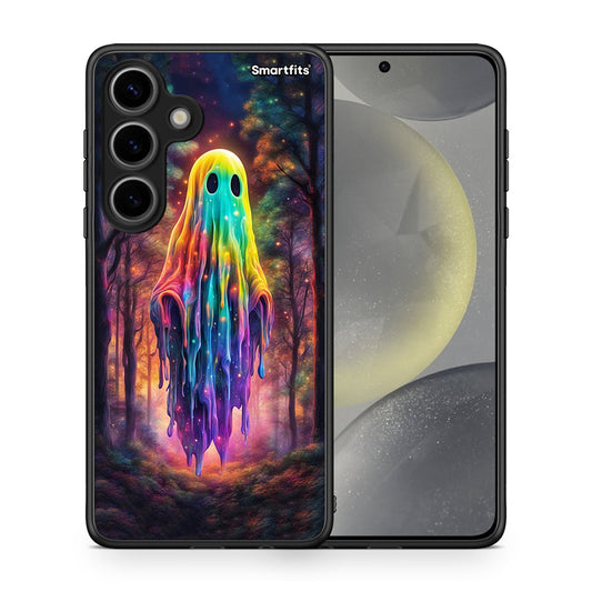 Θήκη Samsung Galaxy S24 Halloween Ghost από τη Smartfits με σχέδιο στο πίσω μέρος και μαύρο περίβλημα | Samsung Galaxy S24 Halloween Ghost case with colorful back and black bezels